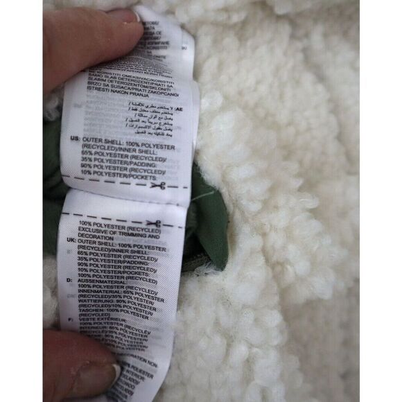 Adidas HF9105 Men Sz M Natural Green/Cream Adicross Reversible Sherpa Jacket - Picture 15 of 16